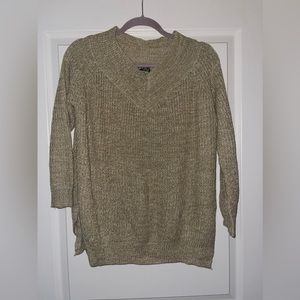 Forever 21 Chunky Knit Mustard Colored V Neck Sweater